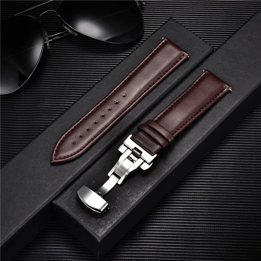 Smooth Genuine Calfskin Leather Watchband